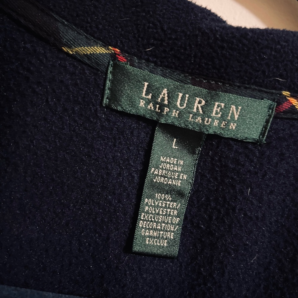 “Lauren” by Ralph Lauren Navy Fleece with Gold Crest - Women’s L - Picture 4 of 5